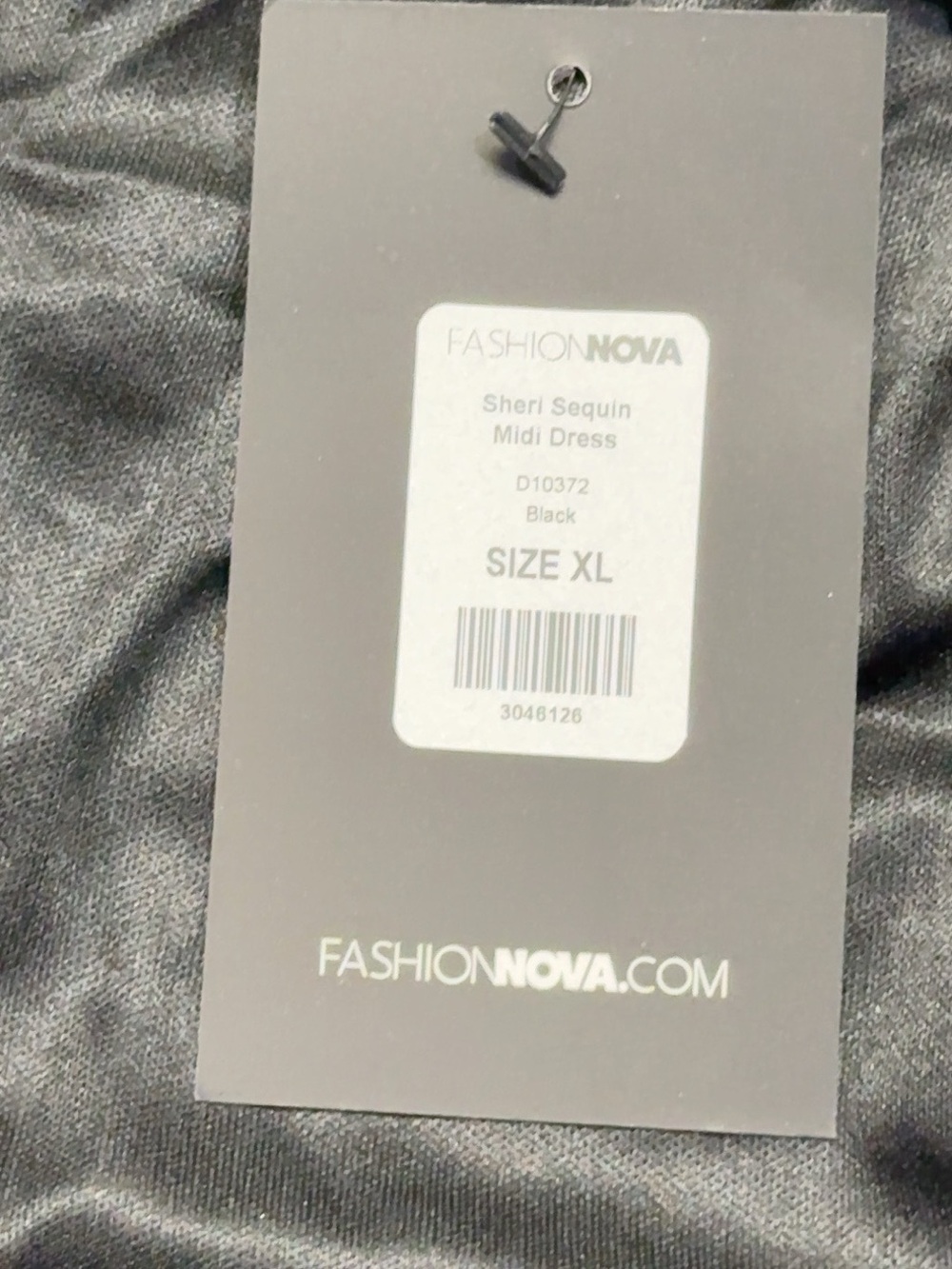 Fashion Nova Sheri Sequin Midi Dress Black XL NWT Open Back - Picture 9 of 11